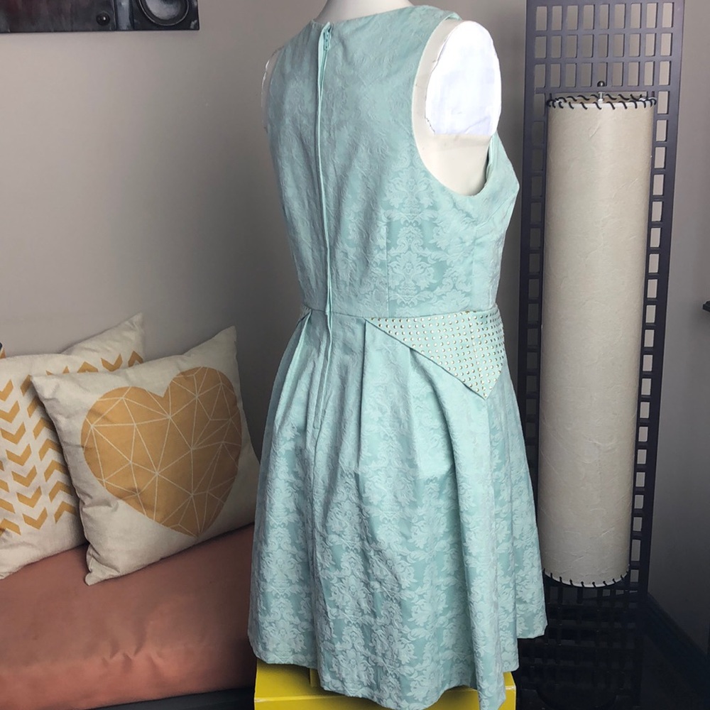 RW&Co Mint Green Jacquard Fit and Flare Dress Size 6 - Picture 9 of 15